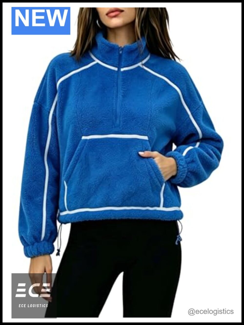 Women's Half Zip Sherpa Fleece Pullover Hoodie Oversized Fuzzy Sweatshirt